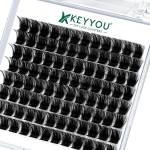 Lash Clusters,96 Pcs Cluster Lashes D Curl 12mm DIY Lash Extensions Eyelash Clusters,KEYYOU Volume Wispy Individual Lashes Soft&Comfortable Easy DIY at Home(Y04,D-12mm)