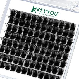 Lash Clusters,96 Pcs Cluster Lashes D Curl 12mm DIY Lash Extensions Eyelash Clusters,KEYYOU Volume Wispy Individual Lashes Soft&Comfortable Easy DIY at Home(Y04,D-12mm)