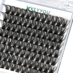 Lash Clusters 96pcs Individual Lashes D Curl 18mm Cluster Lashes KEYYOU Volume Wispy Lash Extension Soft&Comfortable Easy DIY at Home(Y03 D-18mm)