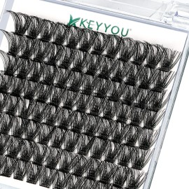 Lash Clusters 96pcs Individual Lashes D Curl 18mm Cluster Lashes KEYYOU Volume Wispy Lash Extension Soft&Comfortable Easy DIY at Home(Y03 D-18mm)