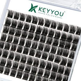 Lash Clusters 96pcs Individual Lashes D Curl 16mm Cluster Lashes KEYYOU Volume Wispy Lash Extension Soft&Comfortable Easy DIY at Home(Y12 D-16mm)