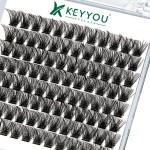 Lash Clusters 96pcs Individual Lashes Y03 D Curl 14mm Cluster Lashes KEYYOU Volume Wispy Lash Extension Soft&Comfortable Easy DIY at Home(Y03 D-14mm)