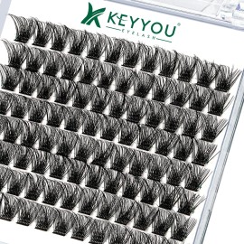 Lash Clusters 96pcs Individual Lashes Y03 D Curl 14mm Cluster Lashes KEYYOU Volume Wispy Lash Extension Soft&Comfortable Easy DIY at Home(Y03 D-14mm)