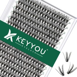 Lash Clusters 300pcs Individual Lashes 30D 0.07D Curl 18mm DIY Eyelash Extension KEYYOU Large Tray Volume Soft&Natural Cluster Lashes(30D-0.07D,18