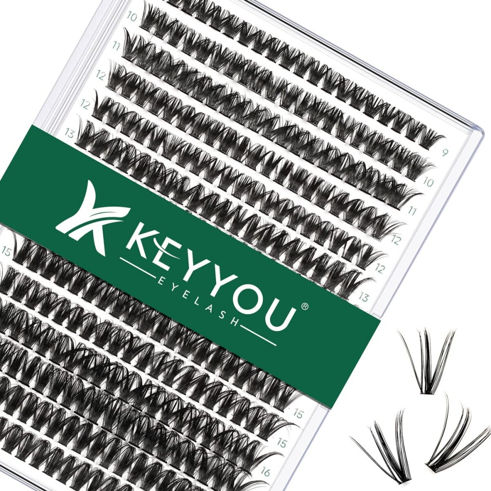 Lash Clusters 300pcs Individual Lashes 50D 0.07D Curl 9-18MIX DIY Eyelash Extension KEYYOU Large Tray Volume Soft&Natural Cluster Lashes(50D-0.07D,9-18MIX