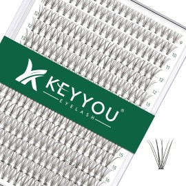 Lash Clusters 300pcs Individual Lashes 50D 0.07D Curl 18mm DIY Eyelash Extension KEYYOU Large Tray Volume Soft&Natural Cluster Lashes(50D-0.07D,18