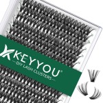 Lash Clusters 300pcs Individual Lashes 40D 0.07D Curl 16mm DIY Eyelash Extension KEYYOU Large Tray Volume Soft&Natural Cluster Lashes(40D-0.07D,16