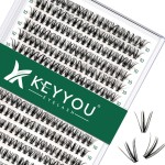 Lash Clusters 300pcs Individual Lashes 30D 0.07D Curl 10mm DIY Eyelash Extension KEYYOU Large Tray Volume Soft&Natural Cluster Lashes(30D-0.07D,10