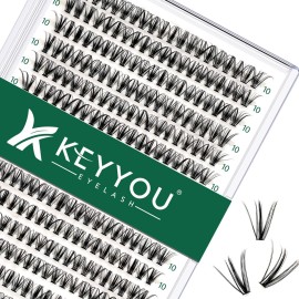 Lash Clusters 300pcs Individual Lashes 30D 0.07D Curl 10mm DIY Eyelash Extension KEYYOU Large Tray Volume Soft&Natural Cluster Lashes(30D-0.07D,10