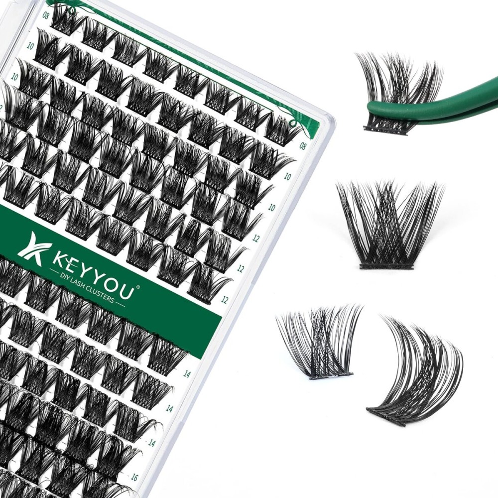 Lash Clusters,96 Pcs Cluster Lashes D Curl 10-18MIX DIY Lash Extensions Eyelash Clusters,KEYYOU Volume Wispy Individual Lashes Soft&Comfortable Easy DIY at Home(Y01,D-10-18MIX)