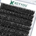 Lash Clusters 96pcs Individual Lashes Y10 D Curl 16mm Cluster Lashes KEYYOU Volume Wispy Lash Extension Soft&Comfortable Easy DIY at Home(Y10,D-16mm)