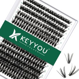 Lash Clusters 300pcs Individual Lashes 50D 0.07C Curl 9-18MIX DIY Eyelash Extension KEYYOU Large Tray Volume Soft&Natural Cluster Lashes(50D-0.07C,9-18MIX