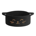 HiChen Small Storage Basket, Black Cute Pet Toy Storage for Cats, Dogs, Decorative Rope Bin for Organizing, Empty Gift Basket for Baby, Black, 9.8 x 4 inches