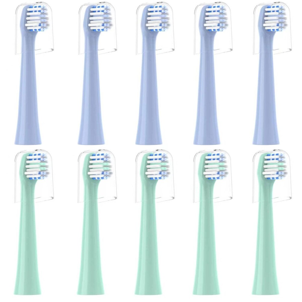 CILGEWH Replacement Toothbrush Heads 10 Pack Compatible with Colgate Hum Connected Smart Battery Electric Toothbrush Head,5 Blue+5 Green