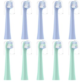 CILGEWH Replacement Toothbrush Heads 10 Pack Compatible with Colgate Hum Connected Smart Battery Electric Toothbrush Head,5 Blue+5 Green
