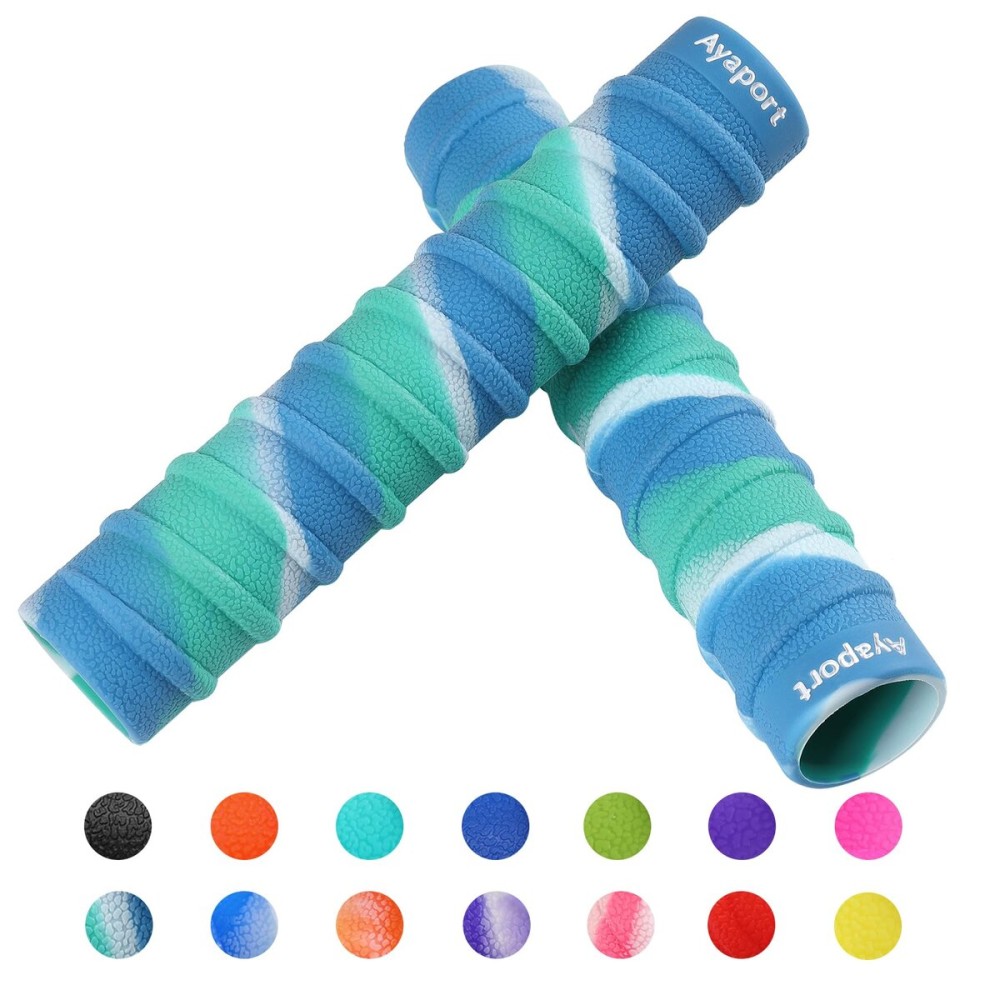 Ayaport Kayak Paddle Grips Non-Slip Silicone Wraps Blister Prevention Kayaking Accessories for Take-Apart Paddles (Blue-Green)