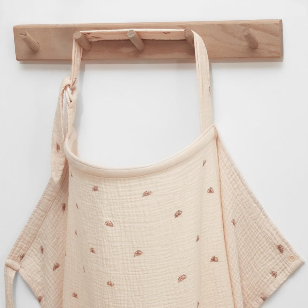 Blissful Diary Muslin Nursing Cover for Breastfeeding, Breathable Breastfeeding Cover up with Arch Neckline for Women, Nursing Apron (Rainbow)