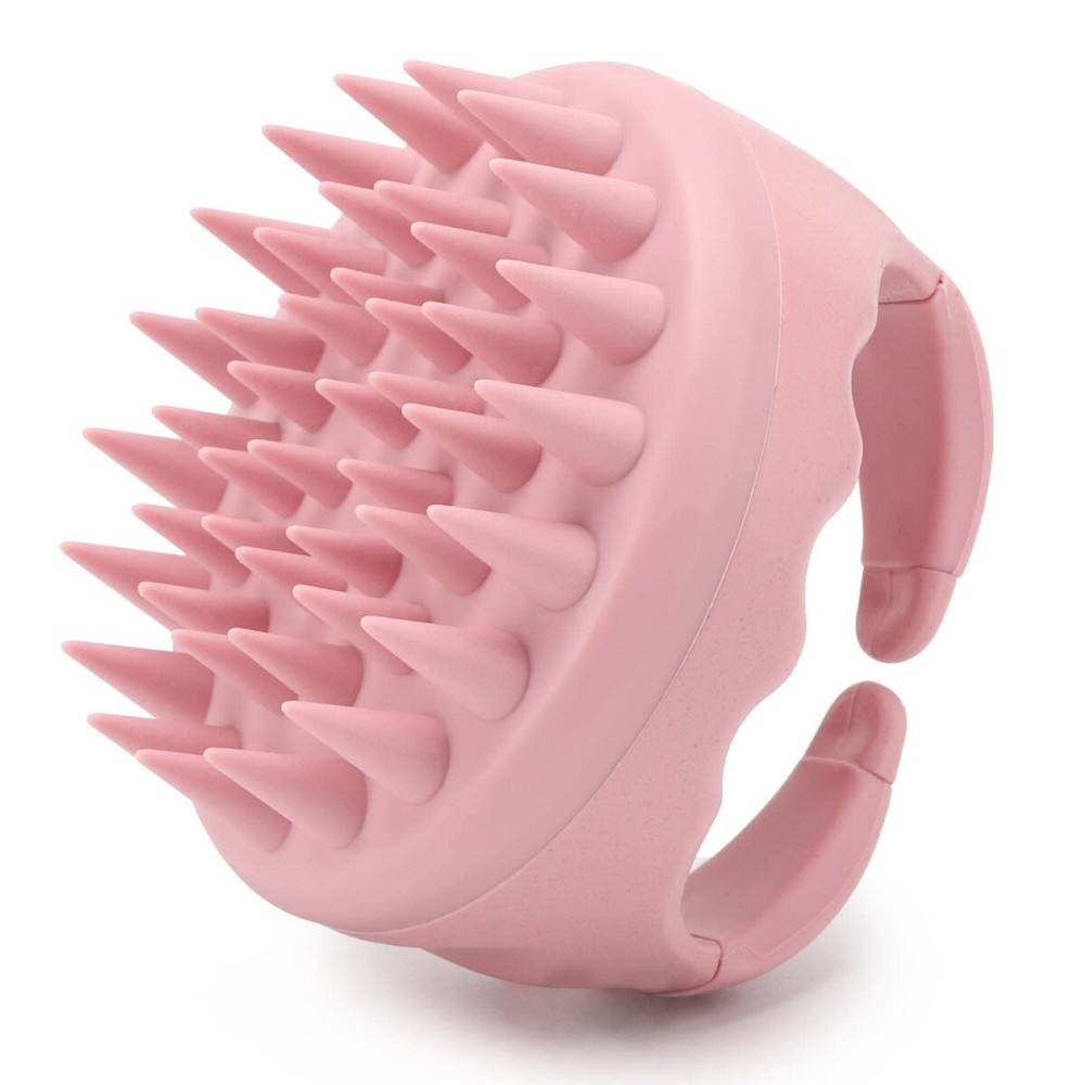 Silicone Scalp Massager Shampoo Brush Hair Scrubber Scalp Brush for All Hair Types of Women, Men, Kids, Pets - Pink
