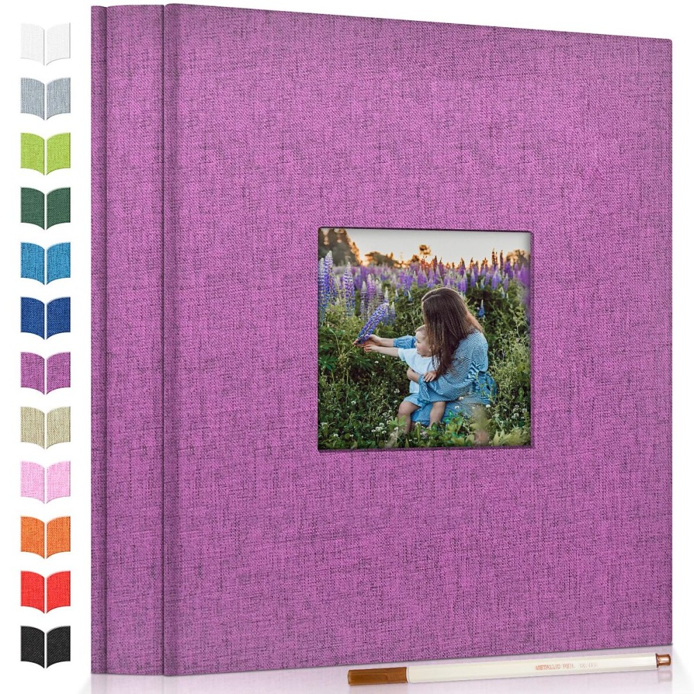 Artfeel Photo Album Self Adhesive Scrapbook Album for 3x5 4x6 5x7 8x10 Pictures,40 Pages Linen Cover with Display Window DIY Photo Book,Ideal Gifts for Family Travel Wedding Baby