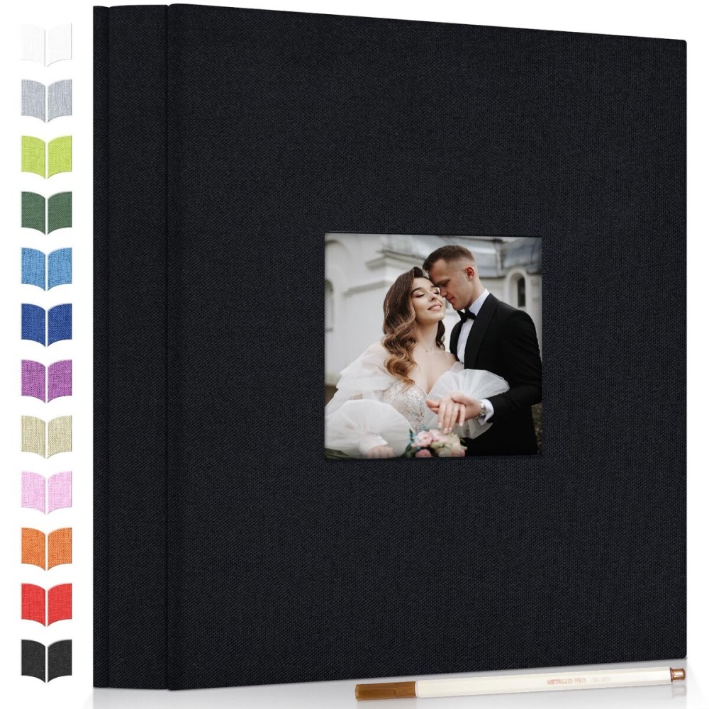 Artfeel Photo Album Self Adhesive Scrapbook Album for 3x5 4x6 5x7 8x10 Pictures,40 Pages Linen Cover with Display Window DIY Photo Book,Ideal Gifts for Family Travel Wedding Baby