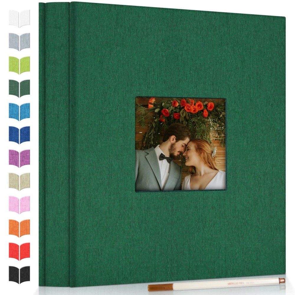 Artfeel Photo Album Self Adhesive Scrapbook Album for 3x5 4x6 5x7 8x10 Pictures,40 Pages Linen Cover with Display Window DIY Photo Book,Ideal Gifts for Family Travel Wedding Baby