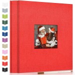 Artfeel Photo Album Self Adhesive Scrapbook Album for 3x5 4x6 5x7 8x10 Pictures,40 Pages Linen Cover with Display Window DIY Photo Book,Ideal Gifts for Family Travel Wedding Baby