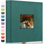 Artfeel Photo Album Self Adhesive Scrapbook Album for 3x5 4x6 5x7 8x10 Pictures,60 Pages Linen Cover with Display Window DIY Photo Book,Ideal Gifts for Family Travel Wedding Baby