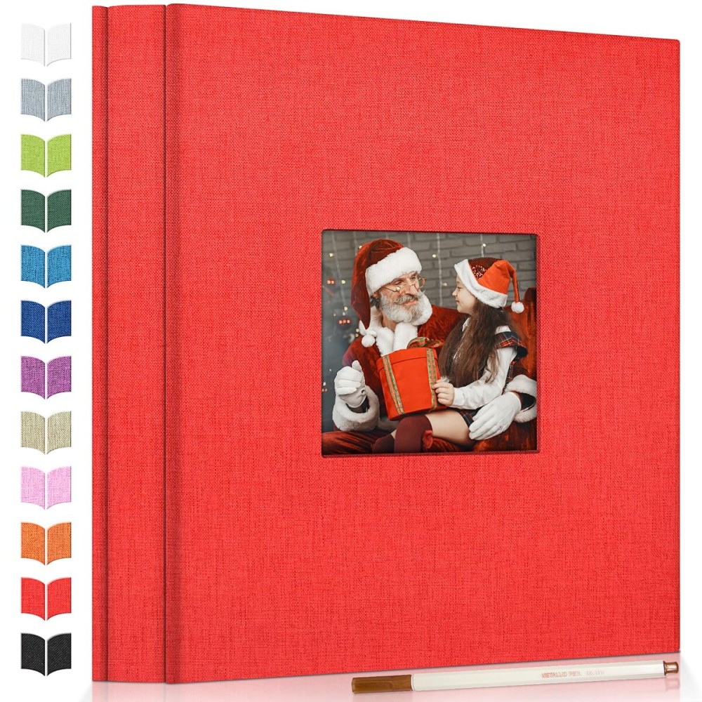 Artfeel Photo Album Self Adhesive Scrapbook Album for 3x5 4x6 5x7 8x10 Pictures,60 Pages Linen Cover with Display Window DIY Photo Book,Ideal Gifts for Family Travel Wedding Baby