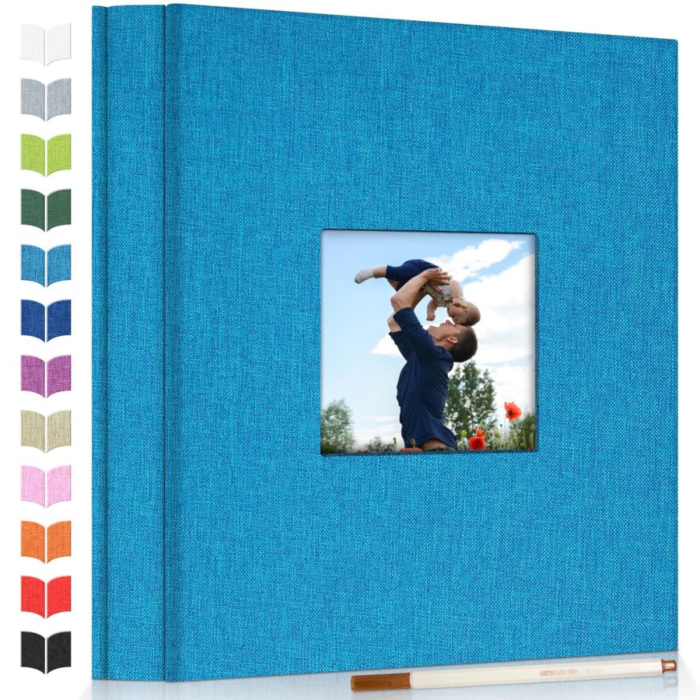Artfeel Photo Album Self Adhesive Scrapbook Album for 3x5 4x6 5x7 8x10 Pictures,60 Pages Linen Cover with Display Window DIY Photo Book,Ideal Gifts for Family Travel Wedding Baby