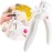 White Acrylic Nail Clipper, Dial Clippers with Sizer, Adjustable Nail Tip Cutter with Length Measurement, Stainless Steel Acrylic Nail Tips Trimmer for Fake False Nail Art Manicure Home DIY by GA&EN