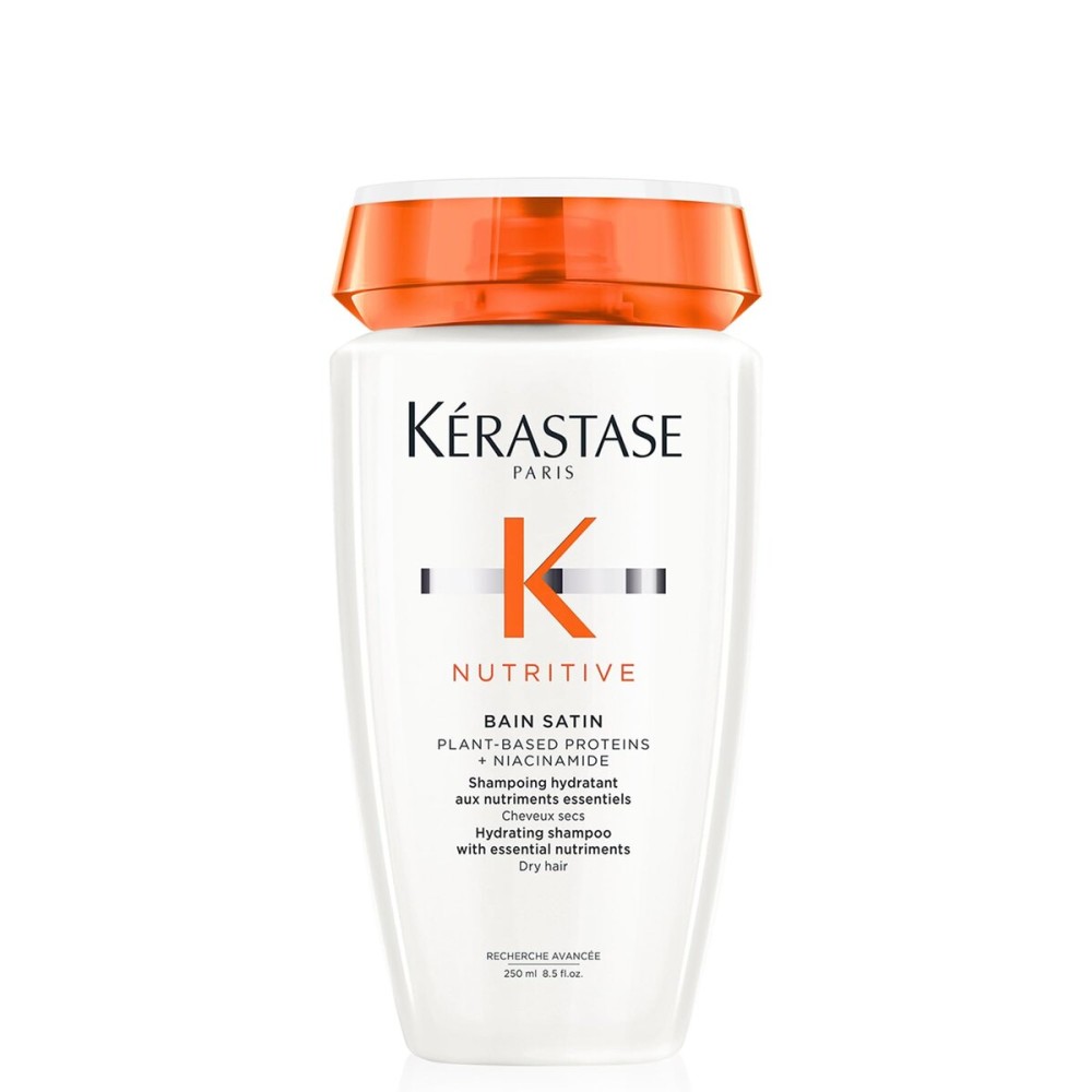 KRASTASE Nutritive Gentle Hydrating Shampoo for Dry Hair - Nourishing Protein Formula with Niacinamide, Moisturises, Softness and Restores Thickness and Shine, Bain Satin, 8.5 Fl Oz