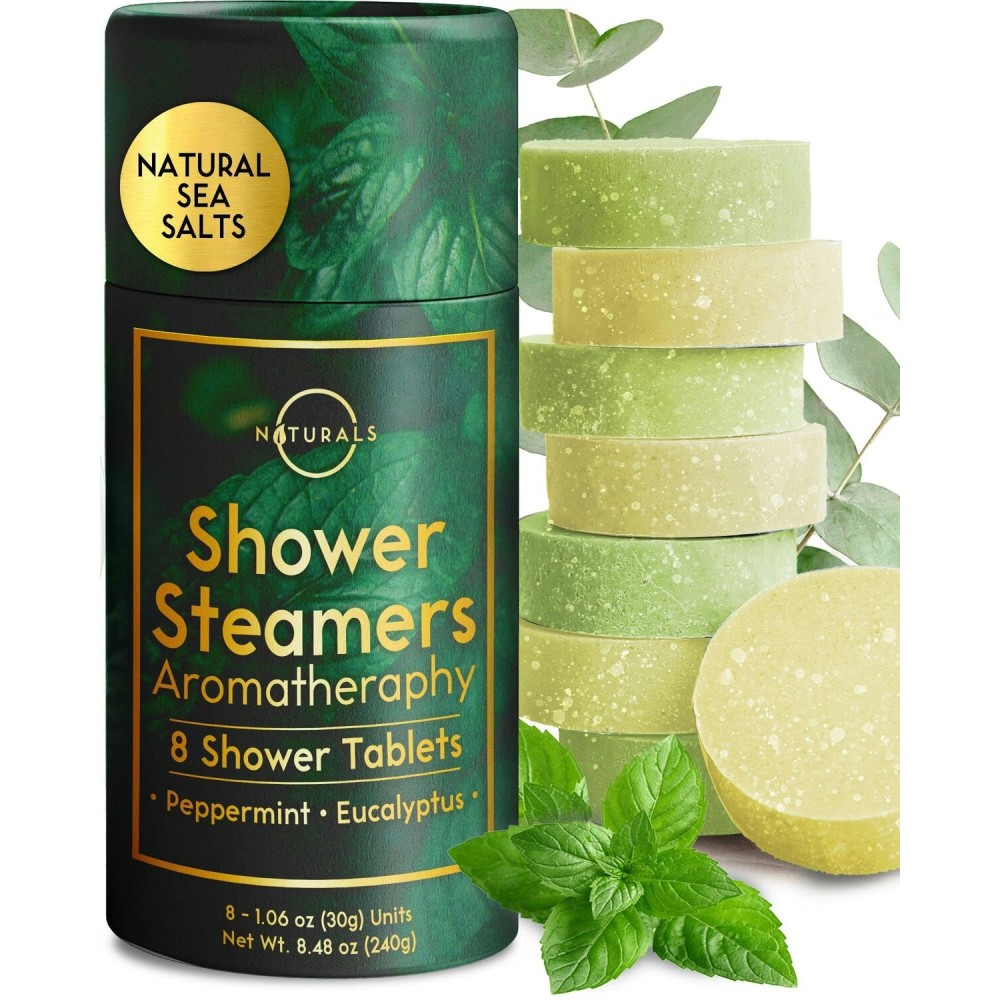 Shower Steamers Aromatherapy - Birthday Gifts for Men - Shower Bombs Aromatherapy, Spa Day Essentials, Relaxation Spa Gifts - Self Care Stocking Stuffers (Peppermint & Menthol 8 Count)
