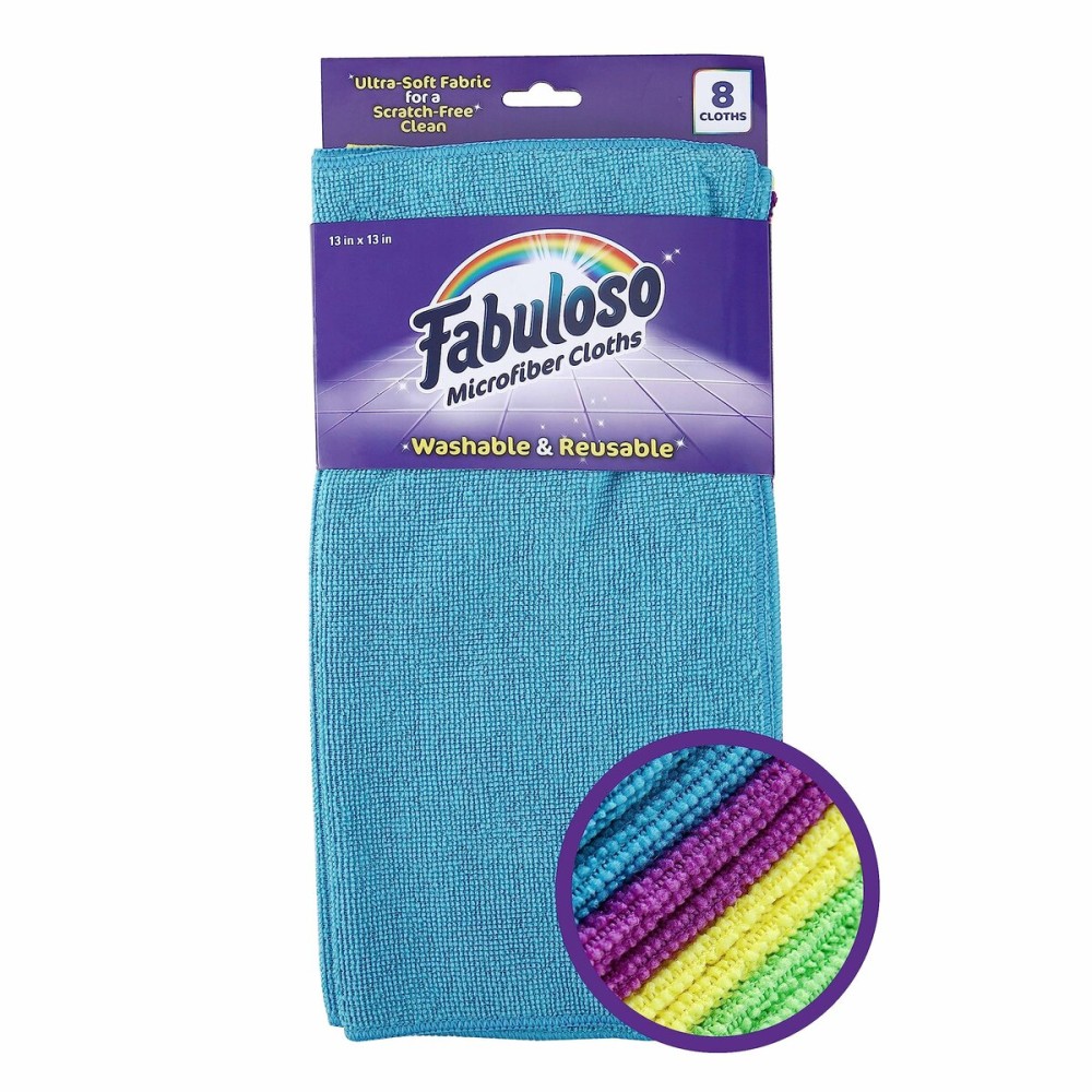 Fabuloso Microfiber Cleaning Cloths, Rainbow - Lint-Free, Scratch-Free Cleaning Cloths for Surfaces and Wood Furniture - Dustless Cloth for Bold and Bright Cleaning Experience, 8 Count