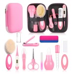 Baby Healthcare and Grooming Kit, Baby Safety Set Newborn Nursery Health Care Set with Hair Brush Scale Measuring Spoon Nail Clippers (Pink 17 in 1)