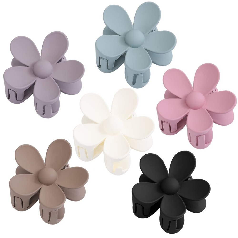 6PCS Hair Clips Set: Matte Large Claw Clips, Cute Daisy Hair Accessories, Non-Slip Strong Hold for Thick/Thin Hair, Christmas Gift for Girls, Oliver Green