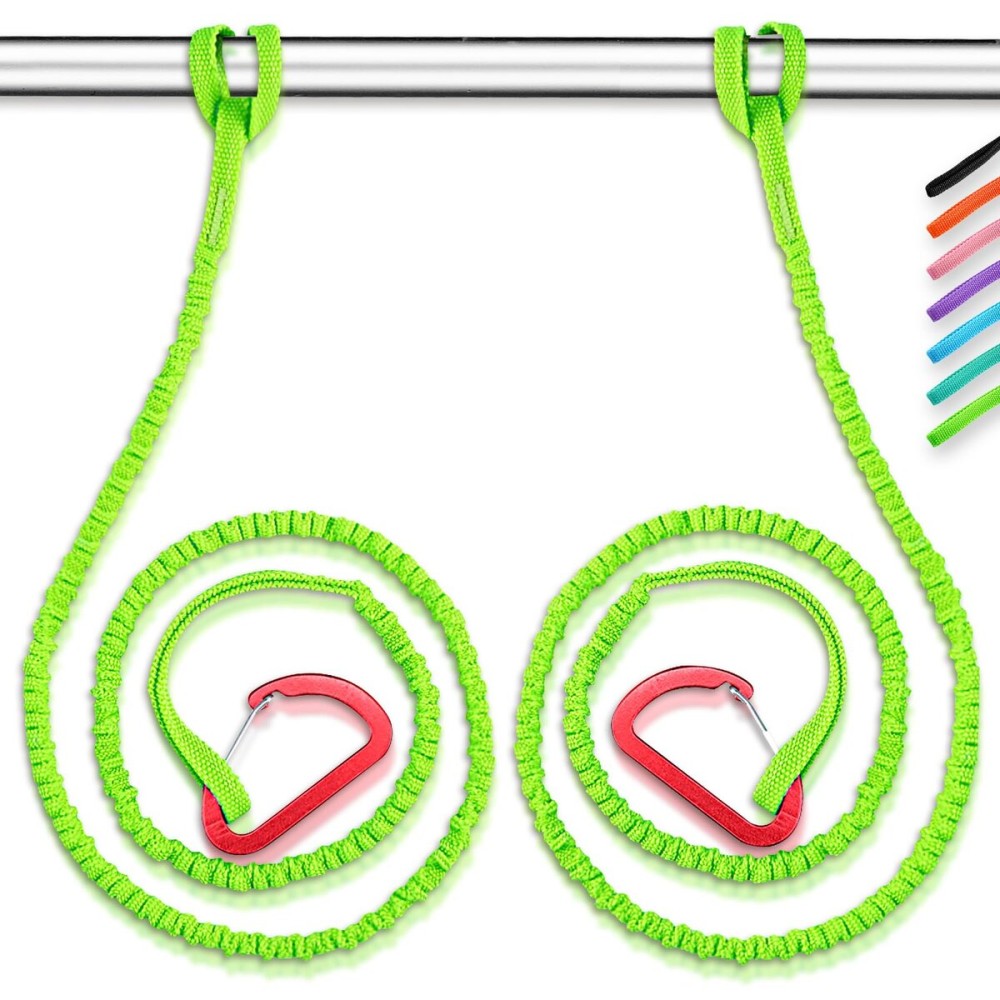 OCEANBROAD Kayak Paddle Leash with D-Ring Stretchable Bungee Strap Lanyard Rope for SUP Kayaking Boating Canoeing Fishing Pole Rod 4-7 Feet Green 2 Pack