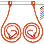 OCEANBROAD Kayak Paddle Leash with D-Ring Stretchable Bungee Strap Lanyard Rope for SUP Kayaking Boating Canoeing Fishing Pole Rod 4-7 Feet Orange 2 Pack