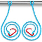 OCEANBROAD Kayak Paddle Leash with D-Ring Stretchable Bungee Strap Lanyard Rope for SUP Kayaking Boating Canoeing Fishing Pole Rod 4-7 Feet Blue 2 Pack