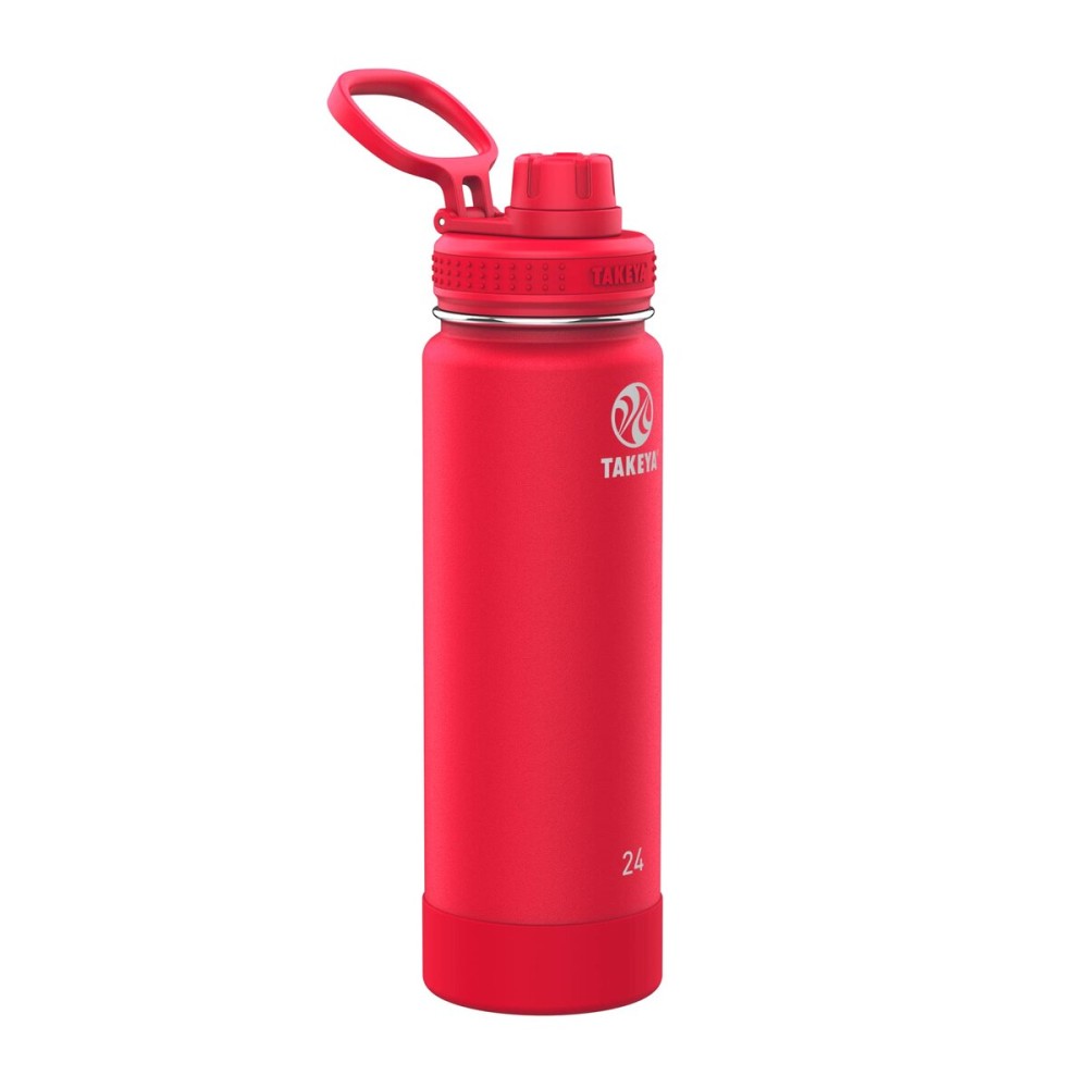 Takeya Actives Water Bottle with Spout Lid - Bottle with Double Stainless Steel Insulation - Dishwasher Safe & BPA-Free - Bottle with Spout Lid & Removable Bumper - 24 oz, Watermelon