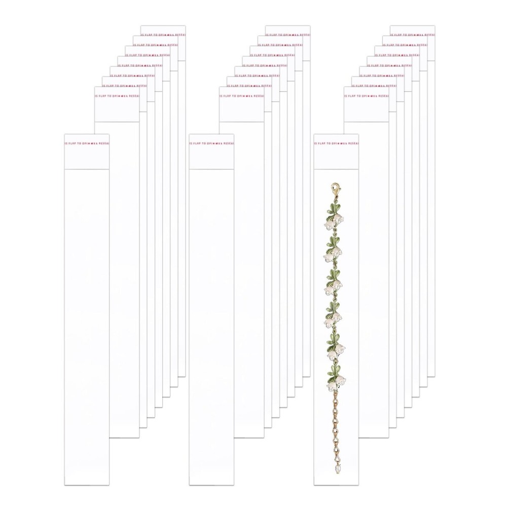 BornFeel Long Cello Bags 1\'\' x 8\'\' 100pcs Self Adhesive Plastic Bags Clear Cellophane Bags 1mil for Candy Gifts Favors Pen Jewelery Samples Beads