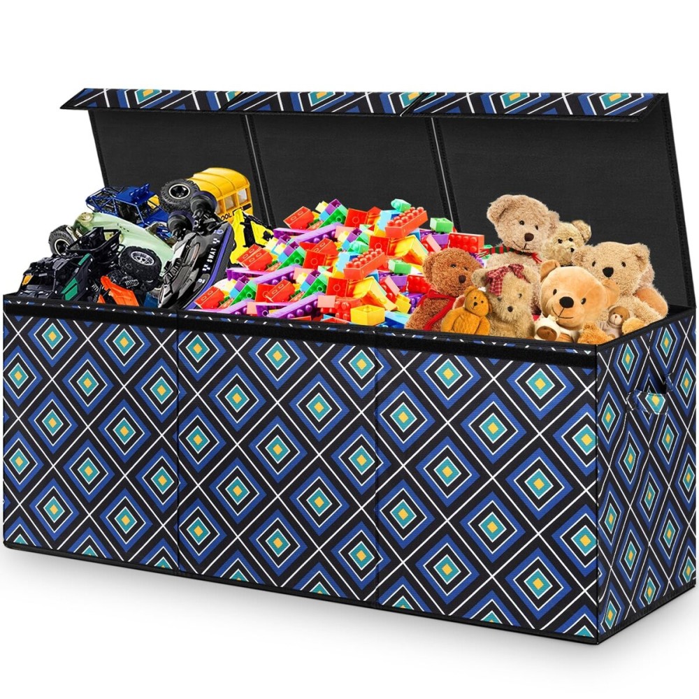 HOMEMARVEL Large Toy Chest, Big Toy Box, Extra Large Toy Box for Boys & Girls, Collapsible Sturdy Chest Storage Organizer with Removable Lids for Playroom, Bedroom, Nursery, Closet