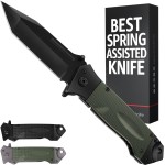 Spring Assisted Heavy Duty Pocket Knife for Men - 3.5 Tanto Sharp Blade - Folding Tactical Self Defense Japanese Knives with Portable Clip - for Hunting Camping Military Survival Work EDC 6688 BG