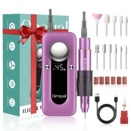 Electric Nail Drill Professional, 45000RPM Cordless Electric Nail File for Acrylic Gel Nails, Manicure Pedicure Polishing Shape Tools for Home Salon with 11pcs Drill Kits, Pink