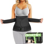 3 in 1 Postpartum Belly Band Wrap Support Recovery Girdles Abdominer Binder Post Surgery Belly&Waist&Pelvis Support Belt & Back Brace (Black, X-Large)