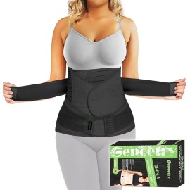3 in 1 Postpartum Belly Band Wrap Support Recovery Girdles Abdominer Binder Post Surgery Belly&Waist&Pelvis Support Belt & Back Brace (Black, X-Large)