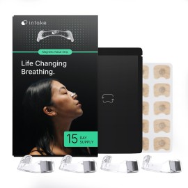 Intake Breathing Magnetic Nasal Strips Starter Kit (15 Count, Black) - Boost Oxygen Intake, Reduce Snoring, Improve Sleep Quality - Sweat Resistant, Nasal Strips - Extra Strength Snoring Solution