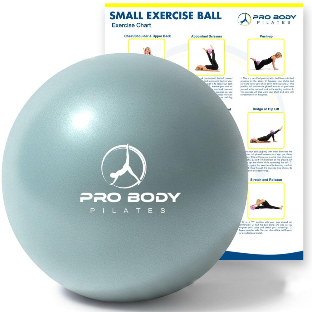 ProBody Pilates Ball 9 Inch - Small Exercise Ball for Stability, Barre, Core, Ab Workouts, Yoga, & Physical Therapy (Mist)