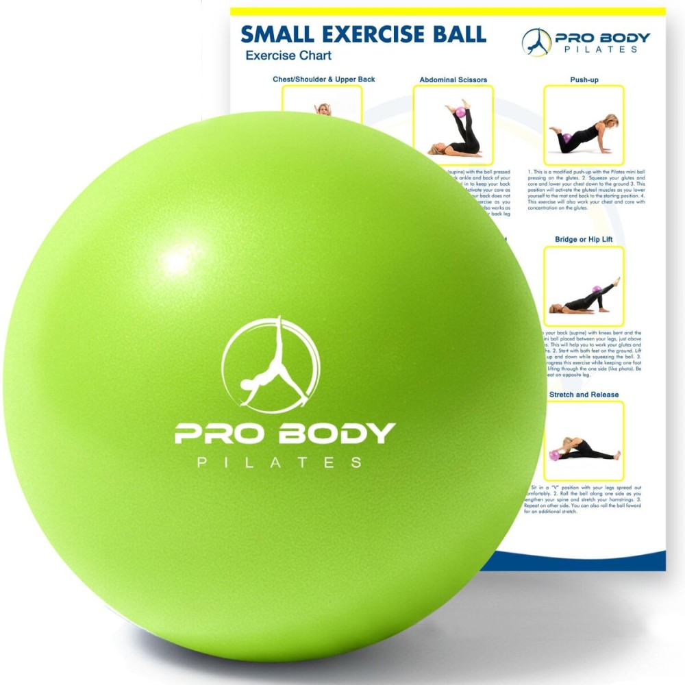 ProBody Pilates Ball 9 Inch - Small Exercise Ball for Stability, Barre, Core, Ab Workouts, Yoga, & Physical Therapy (Lime)
