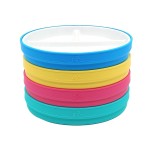 Elk and Friends Kids 7.8 Porcelain White Plates with Silicone Sleeves | Divided Plates | Suitable for Kids/Toddlers | Microwave & Dishwasher Safe | Non Slip | Snack Dishes