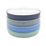 Elk and Friends Kids 7.8 Porcelain White Plates with Silicone Sleeves | Divided Plates | Suitable for Kids/Toddlers | Microwave & Dishwasher Safe | Non Slip | Snack Dishes